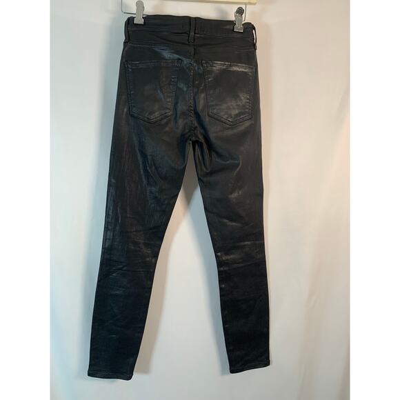 AGOLDE Super High Rise Black Vegan Leather Coated Skinny Jeans- Size 26 - Picture 5 of 7